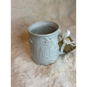 Rae Dunn Magenta PEACE Christmas Textured 25 Fl. Oz. Ceramic Coffee Tea Mug Gift